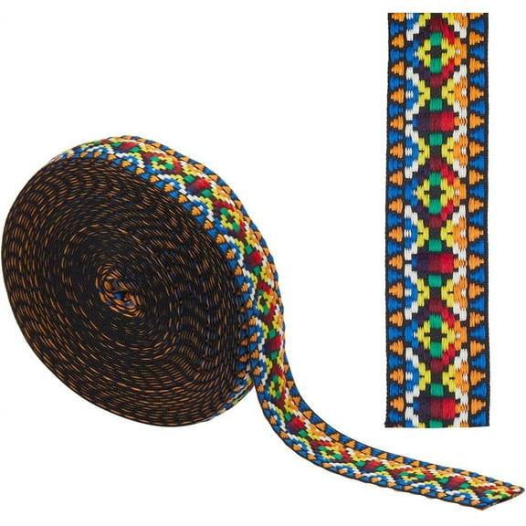 10 Yards Jacquard Ribbon Trim Vintage Embroidered Ribbon Sewing Lace Woven Fabric Ribbon Garment Trim for Curtain Gift Wrapping Craft Sewing DIY Clothing Accessories 9.14m Colorful