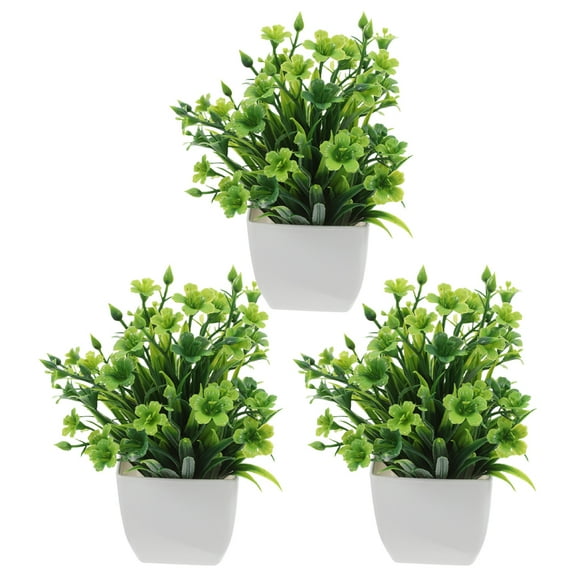 Raindrops 3pcs Small Faux Plants in Pots Farmhouse Decor Realistic Greenery for Indoor Use Kitchen Cabinet Office Desk