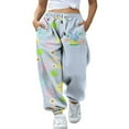thumbnail image 1 of Pantalons de Survêtement Amples de Pâques pour Femmes Poches Taille Haute Imprimé Patchwork Sport Jogger, 1 of 5