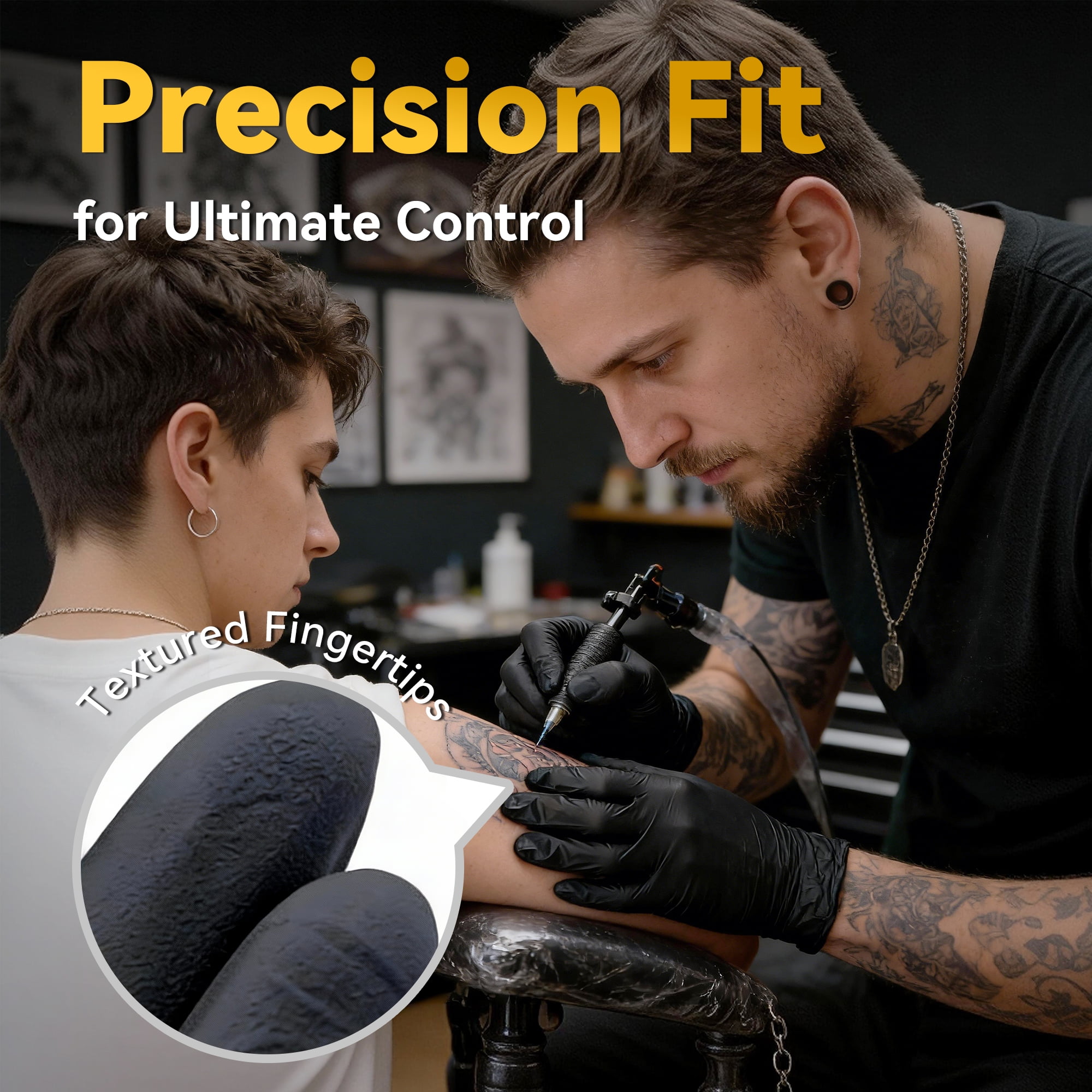 Black Nitrile Disposable Gloves 1000 Pcs, 5Mil Latex-Free and Powder-Free, Food Grade Safe for Food Processing, Kitchen, Cooking, Salons, Healthcare, Household Cleaning (L Size)