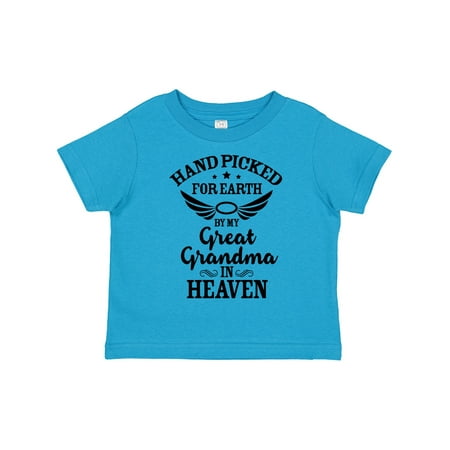 

Inktastic Handpicked for Earth by My Great Grandma in Heaven Gift Toddler Boy or Toddler Girl T-Shirt