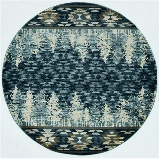 HomeRoots 352684 Tapis Rond en Polypropylène Bleu Ardoise 7 Pi. 10 Po.