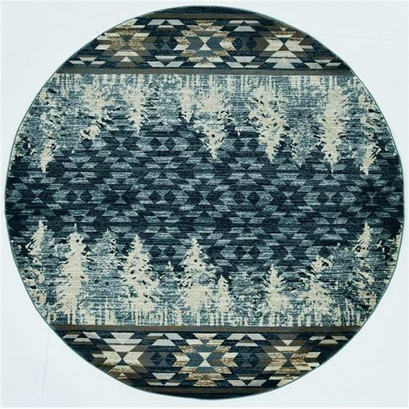 HomeRoots 352684 7 ft. 10 in. Round Polypropylene Slate Blue Area Rug