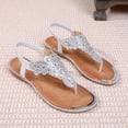 thumbnail image 4 of EKVAHL Women's Rhinestone Thong Flat Sandals T-Strap Fashion Sandals Ankle Strap Summer Sandals Summer Flat Flip Flops, 4 of 6