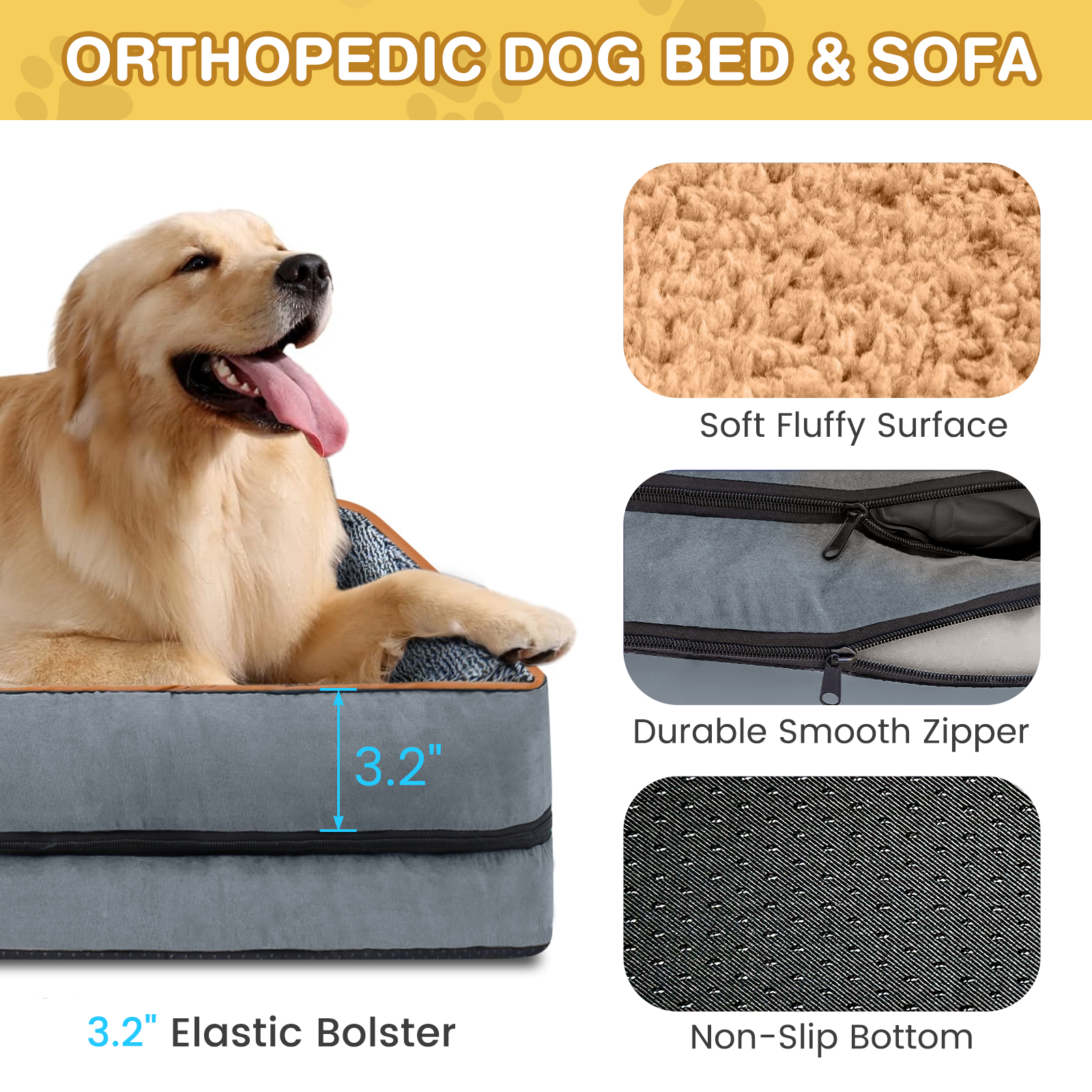 Cshidworld Orthopedic Dog Sofa Bed, Large 30x20 Inch photo 2
