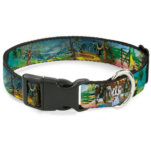 Movies Pet Collar, Dog Collar Plastic Buckle, The Wizard of Oz Yellow Brick Road Scenes, 7 to 8.5 Inches 0.5 Inch Wide