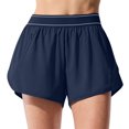 thumbnail image 2 of LOVZFMLL Womens Solid Color High Waisted Running Shorts With Pockets And Yoga Pants Dark Blue XL, 2 of 5