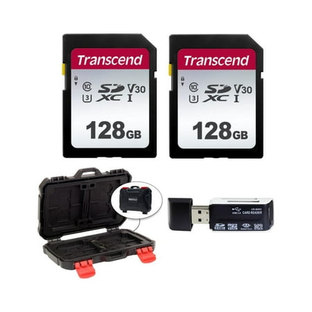 Image of 2 Transcend TS128GSDC300S UHS-I U3 SD Memory Cards 128GB +