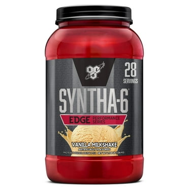 BSN SYNTHA-6 Edge Protein Powder, with Hydrolyzed Whey, Micellar Casein, Milk Protein Isolate, Low Sugar, 24g Protein, Vanilla Milkshake, 28 Servings