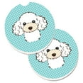 thumbnail image 1 of Checkerboard Blue & White Poodle Set of 2 Cup Holder Car Coaster, 1 of 1
