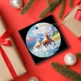 thumbnail image 6 of Round Christmas Ornament Ceramic Keepsake Holiday Christmas Decoration 2.95in - Horses Galloping Through A Mountain Stream, 6 of 6