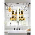 thumbnail image 2 of Yellow Bees Gnomes Sheer Curtains 54 Inch Length 2 Panels for Living Room, Spring Floral Branches Wooden Voile Kitchen Curtain Set, Luxury Privacy Drapes Window Treatment for Bedroom, 2 of 7