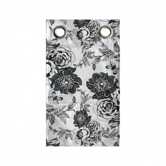 Floral Hanging Pocket Organizer, Repeating Gloomy Greyscale Tone Plants Branches Leaves Petals, Printed Polyester Storage Bag with Pockets, 9" x 16", Pale Taupe Charcoal Grey