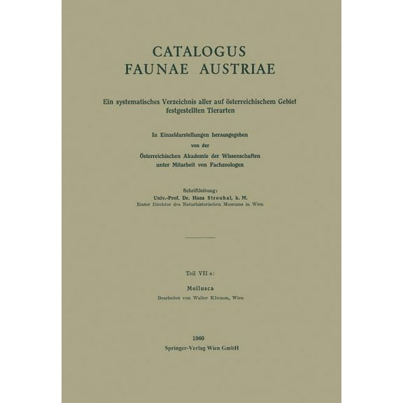 Catalogus Faunae Austriae Mollusca, Book 7, (Paperback)