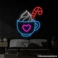 thumbnail image 3 of Glowneon Chocolate Creamy Candy Cane Neon Sign, Cocoa Cream Cup LED Sign, Heart Cup Sign, 3 of 5