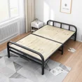thumbnail image 2 of Cama plegable individual doble, 1 metro, 1,2 metros, habitación de alquiler para el hogar, cama pequeña económica, marco de hierro Simple, cama dura de bambú, 2 of 4
