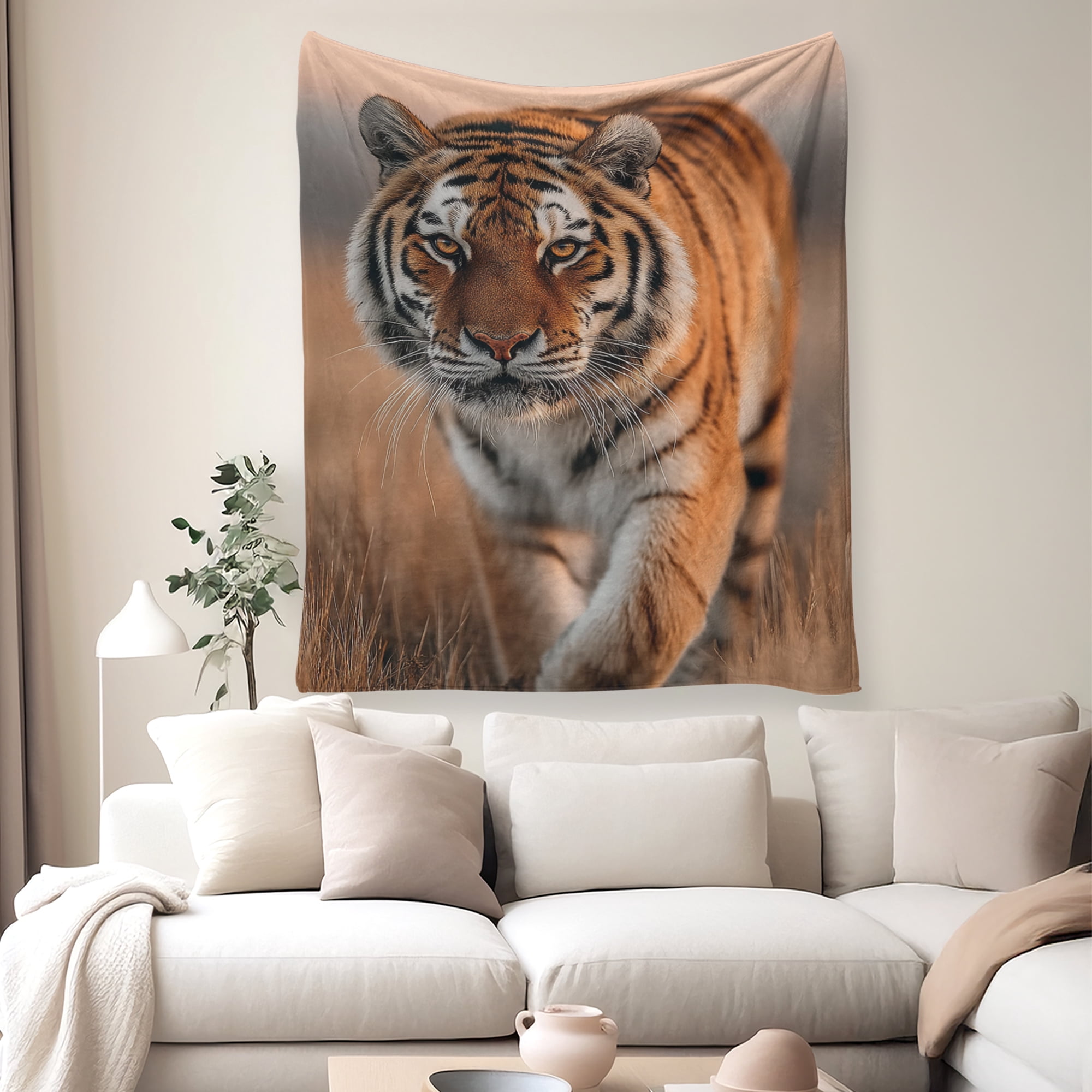Flannel Fleece Throw Blanket, Soft Large Throw Blanket, Lightweight Cozy Plush Throw Blanket Fit Sofa Bed, 40"x50", Tiger
