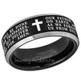 thumbnail image 2 of Jewelry Avalanche Lord's Prayer Tungsten Wedding Band Black & Silver Beveled Edge Tungsten Anniversary Band Brushed Finish - #667LPs10, 2 of 3