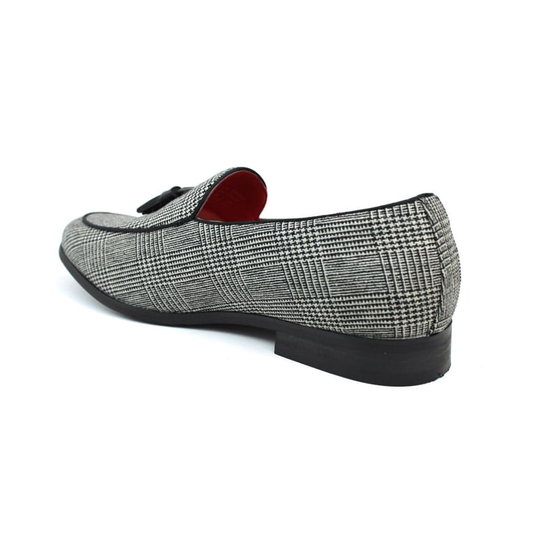 Black & White Houndstooth Slip-On Men\'s Loafers moccasin. Size 7/41 Houndstooth & Black Calf Penny Loafer Golf Shoes – ADORSI main image 4