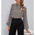 thumbnail image 1 of Top De Gasa Para Mujer, Camiseta De Primavera A La Moda A Cuadros A Cuadros Cómoda Para Fiesta Para Niñas ANGGREK No, 1 of 6