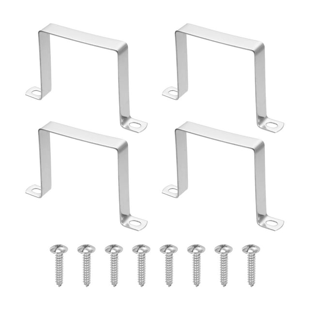 Uxcell 4 piezas 3.5" x 3.5" Abrazadera de tubo cuadrado de acero inoxidable 304 con tornillos autorroscantes