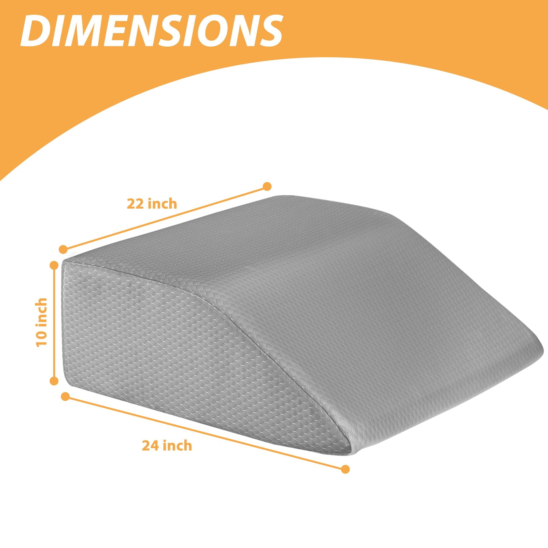Leg Elevation Pillows  For Sleeping Gel Memory Foam Top Wedge Pillow Wedges After - Removable Cover (10 Inch Grey)