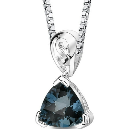 Peora 2.00 Carat T.G.W. Trillion Checkerboard Cut London Blue Topaz Rhodium over Sterling Silver Pendant, 18