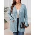 thumbnail image 2 of Cogild Plus Size Women's Long Blue Brushed Knit Cardigan – Button-Up Outerwear with Front Pockets XL~5XL, 2 of 8