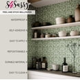 thumbnail image 5 of S4Sassy Classic Floral Wallpaper- Green Wall Covering, 25" x 240" Self-Adhesive Vinyl Wallpaper, Walls Wrap, Easy DIY Wall Covering For Farmhouse Bedroom, Living Room, Cabinets, Living Spaces, 5 of 9