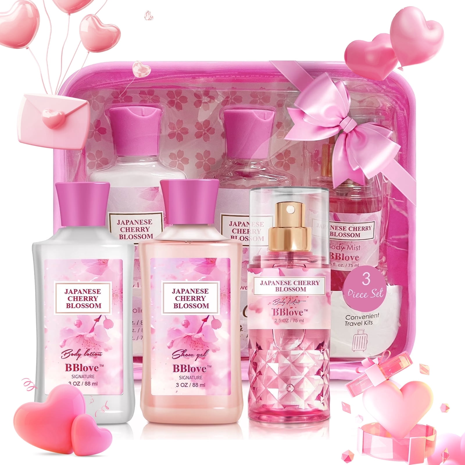 BBLove, Bath and Body Care Gift Set, Japanese Cherry Blossom, 3