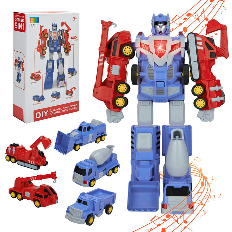 5-in-1 Transform Robot Toys, Construction Vehicles Transform into Giant  Robot, Best Gift for 4-8 Years Old Kids 