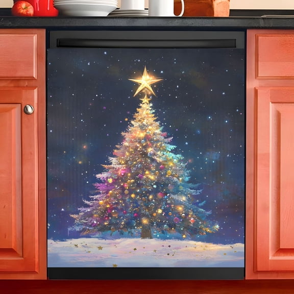 Ryvnso Christmas Tree Winter Dishwasher Magnetic Refrigerator Magnet Cover Kitchen Home Decorative 23"x26"