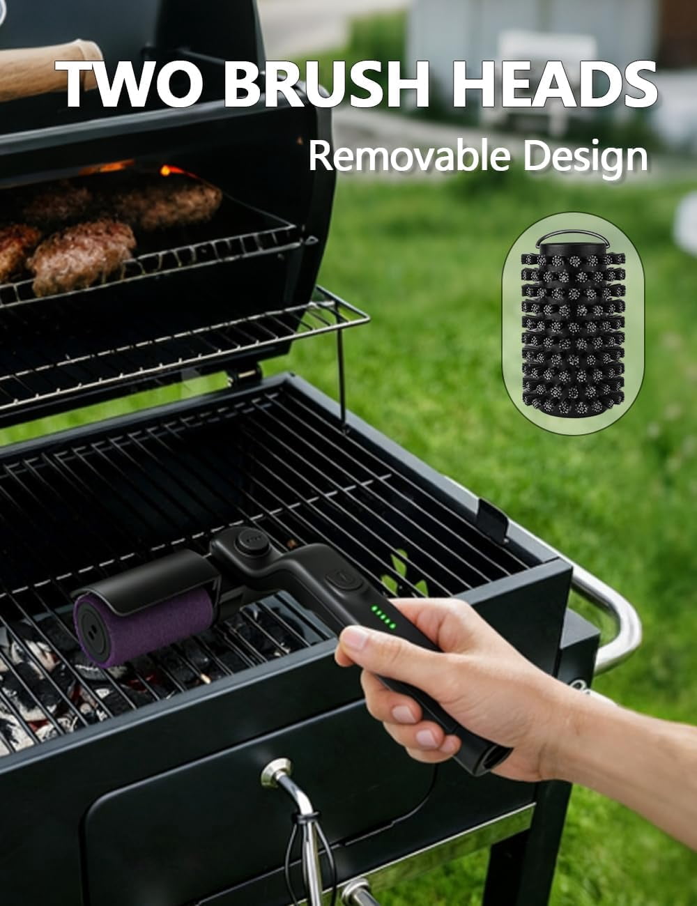 Nexxsense Grill Cleaner, Electric Grill Cleaner for Outdoor Grill Power Grill Brush for Outdoor Grill, 7-Angle Adjustable Head, 3-Speed Control, 304 Stainless Steel, Rechargeable, Heat-Resistant