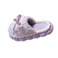 thumbnail image 3 of Women's Slippers Flat Heel Closed Toe Slip-on House Slides Slippers Casual Indoor Outdoor Checkered Thick Warm Slippers Shoes for Women Purple 6.5, 3 of 5