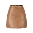 thumbnail image 4 of IROINNID Women's Fashion High Waist Sexy Leather Skirt Short Empire Waist Short Solid Color Skirt, 4 of 7