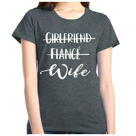 Shop4Ever Women's Girlfriend Fiance Wife Wedding Graphic (Best Girlfriend T Shirt)