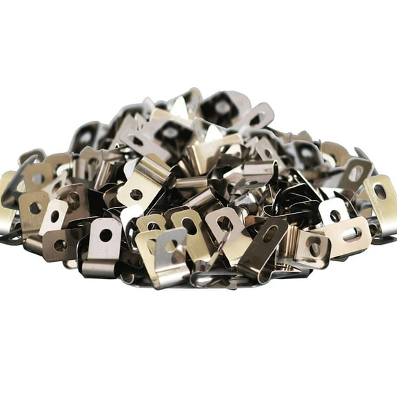 100 Pcs Fence Wire Clamps with 100 Pcs Screws, Stainless Steel Wire Clips Mount Welded Wire to Vinyl, Wood or Metal Fence (for 12-16 Gauge Wire Fencing)