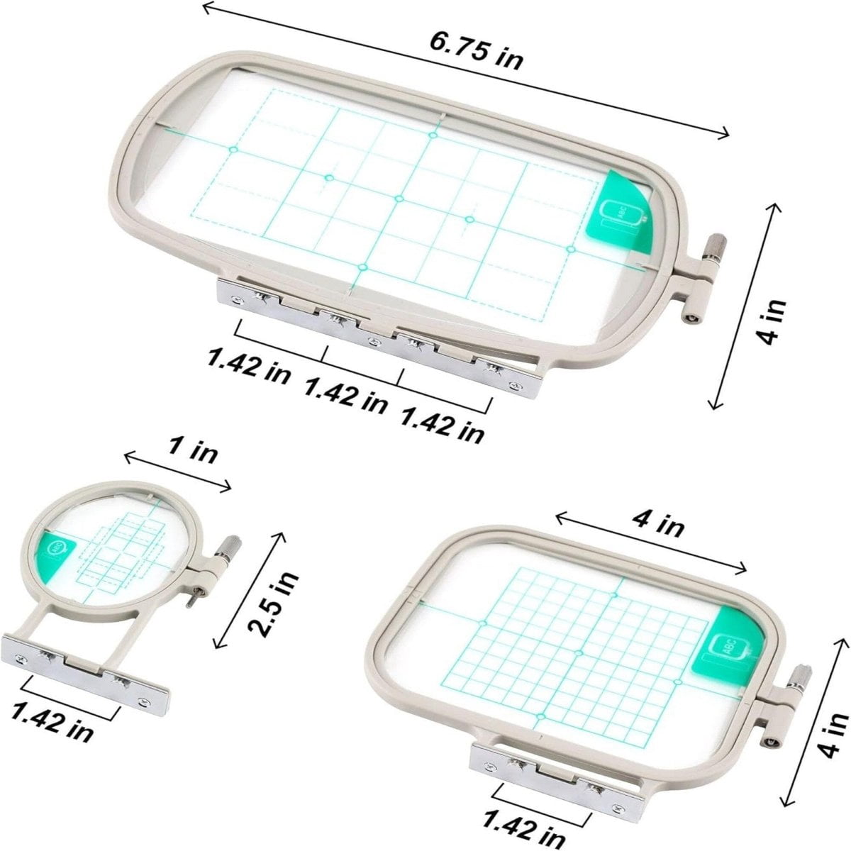 3pc Embroidery Hoop Set & Accessories for Brother SE700, PE545 & Other Models