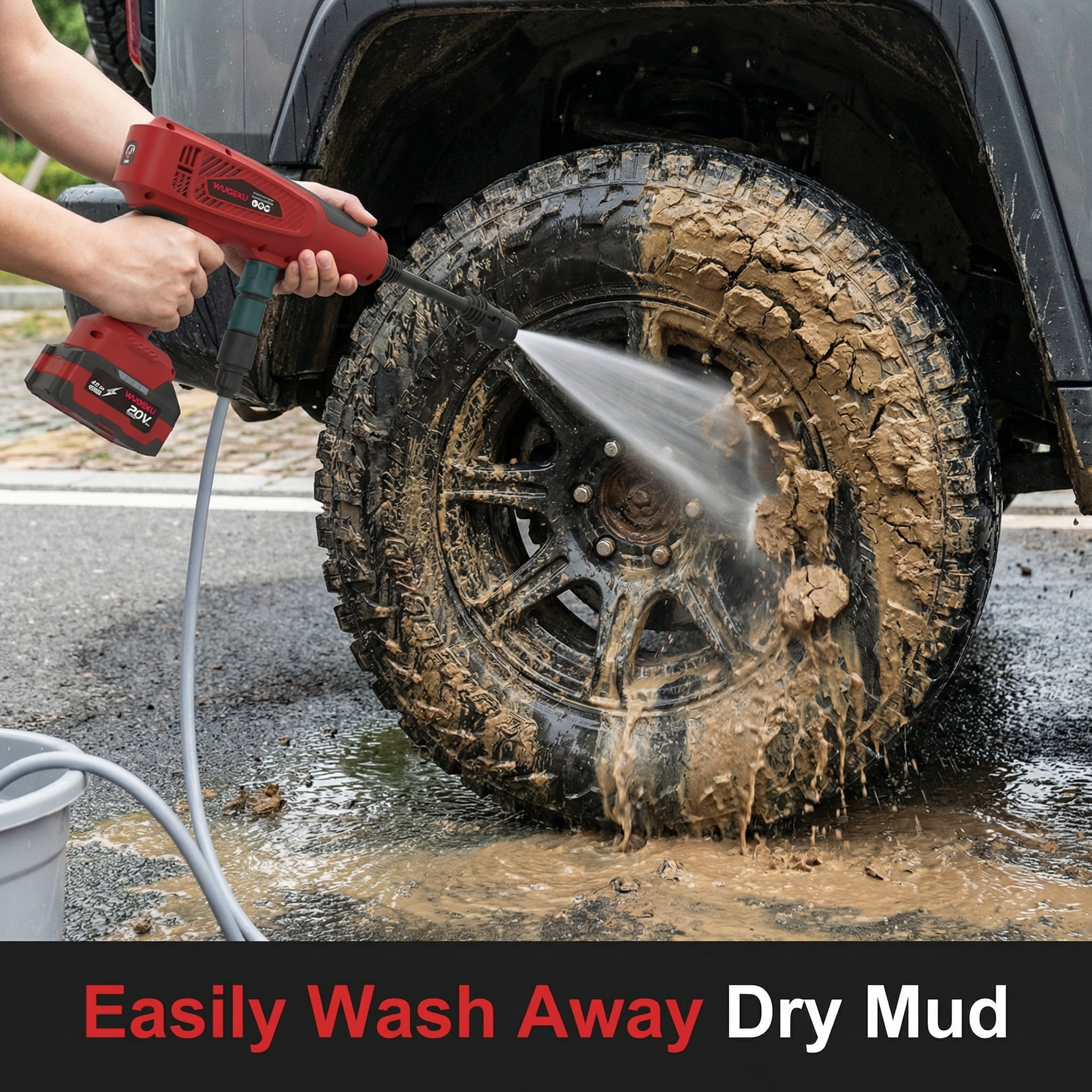 WUGEKU Cordless Pressure Washer, Brushless Motor, Portable Power Washer with 2x 4.0Ah 20V Batteries, 6-in-1 Nozzle & Foam Cannon, Electric Power Cleaner for Car, Fence, Patio Cleaning