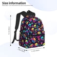 thumbnail image 2 of Yield Skull rainbow color mushroom Print Backpack for Women Men, Lightweight Casual Travel Daypack, Classic Basic College Backpack, Middle School Bag, 2 of 5