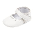 thumbnail image 3 of Zanarzt Toddler Dress Up Shoes Baby Girls Mary Jane Flats Shoes with Non Slip Soft Sole Toddler First Walkers Newborn Princess Dress Shoes White,US 5, 3 of 9