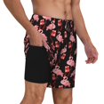 thumbnail image 3 of Goofa New Year Flamingo Printed Men's Swim Trunks Board Shorts Quick Dry Mens Swimming Trunks with Compression Liner,Breathable Fit Hawaii Beach Shorts-3X-Large, 3 of 9