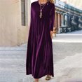 thumbnail image 2 of Prolriy Robe en Velours pour Femmes Printemps et Automne Nouvelle Robe Longue en Velours Doré Européenne et Américaine Col Rond Fin pour Femmes 2025 Violet TTTTG, 2 of 5