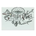 thumbnail image 1 of Ethnic Cutting Board, Collect Your Happy Dreams Words with Dreamcatcher and Butterflies Pattern, Decorative Tempered Glass Cutting and Serving Board, Large Size, Multicolor, by Ambesonne, 1 of 1