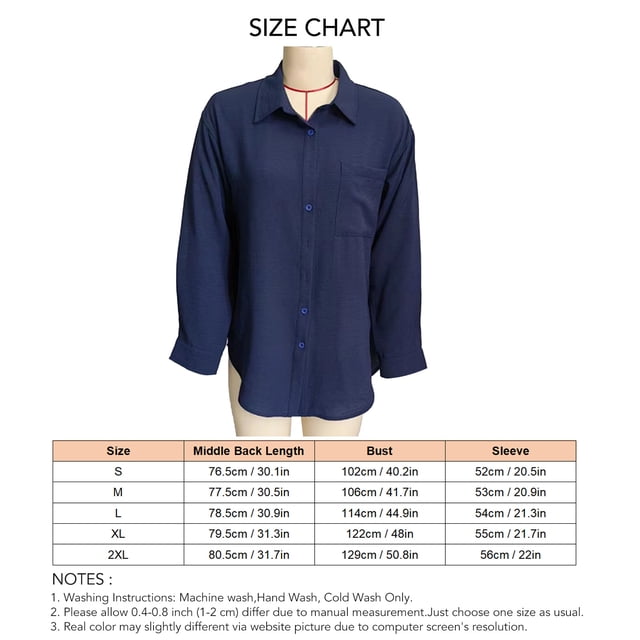 Camisa de negocios de manga larga para mujer, camisa básica con botones para mujer, camisa con botones de manga larga, uso práctico