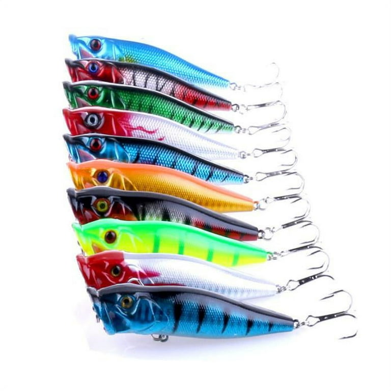 9cm Plastic Popper Fishing Lures Bass Top Water Rattles, Size: One Size