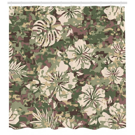 Camo Shower Curtain Aloha Hawaiian Tropical Jungle Forest