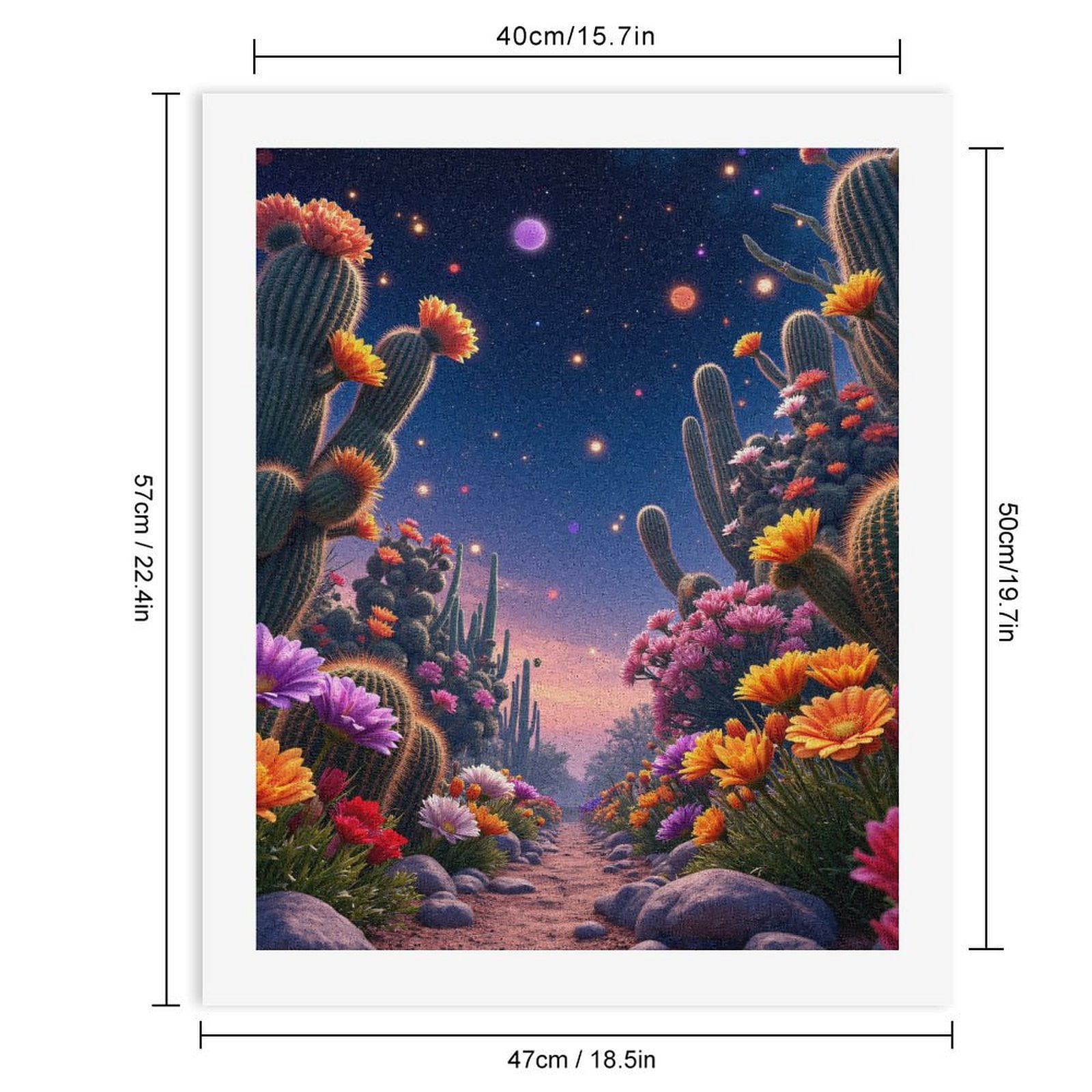 Paint By Numbers Kit for Adults Beginner - DIY Desert Night Floral Pathway Sky Canvas Painting Kits for Adults, Frameless Paint By Number for Adults for Home Wall Decor 16x20 Inch