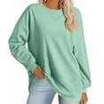 thumbnail image 1 of lcziwo Chandails Molletonnés Surdimensionnés pour Femmes, Couleur Unie, Col Rond, Chandail à Enfiler Décontracté et Confortable, Manches Longues, Chandails d'Automne Légers et Tendance, Chandail Y2k, Hauts, Meilleures Aubaines Aujourd'hui, Vert Menthe, TG, 1 of 5