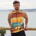 thumbnail image 6 of Pofeuu Vintage Beach Sunset Print Men's Workout Tank Tops Sleeveless Muscle Gym Shirt Quick Dry-Medium, 6 of 7